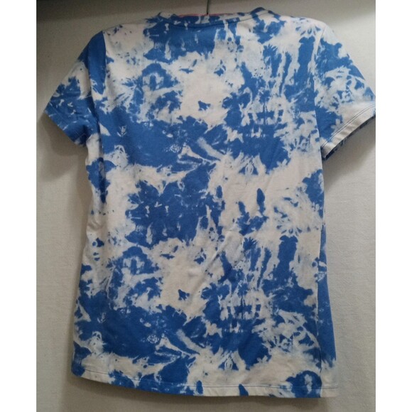 Michael Kors Women's Blue White Tie Dye Short Sleeve Silver Studded Logo M Note - Picture 2 of 6